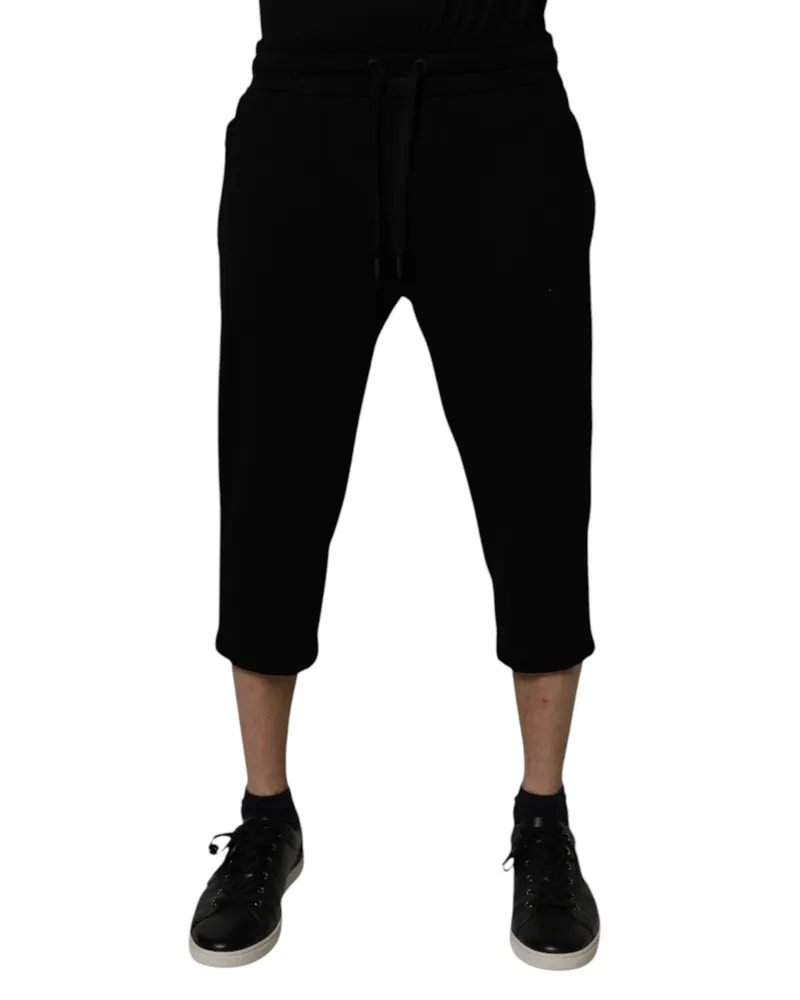 Dolce & Gabbana Men's Black Cotton Blend Cropped Sweatpants Pants Polyester Black