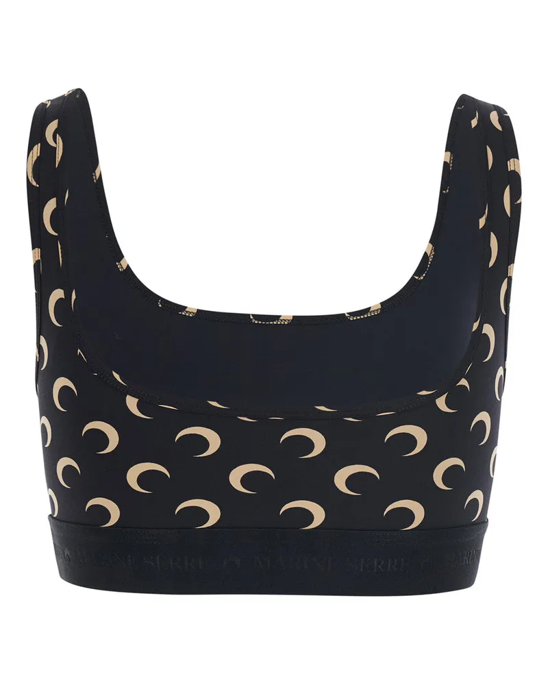 Marine Serre Women's Sports Bra Moon Printed Jersey Black Polyamide Tops Top Black