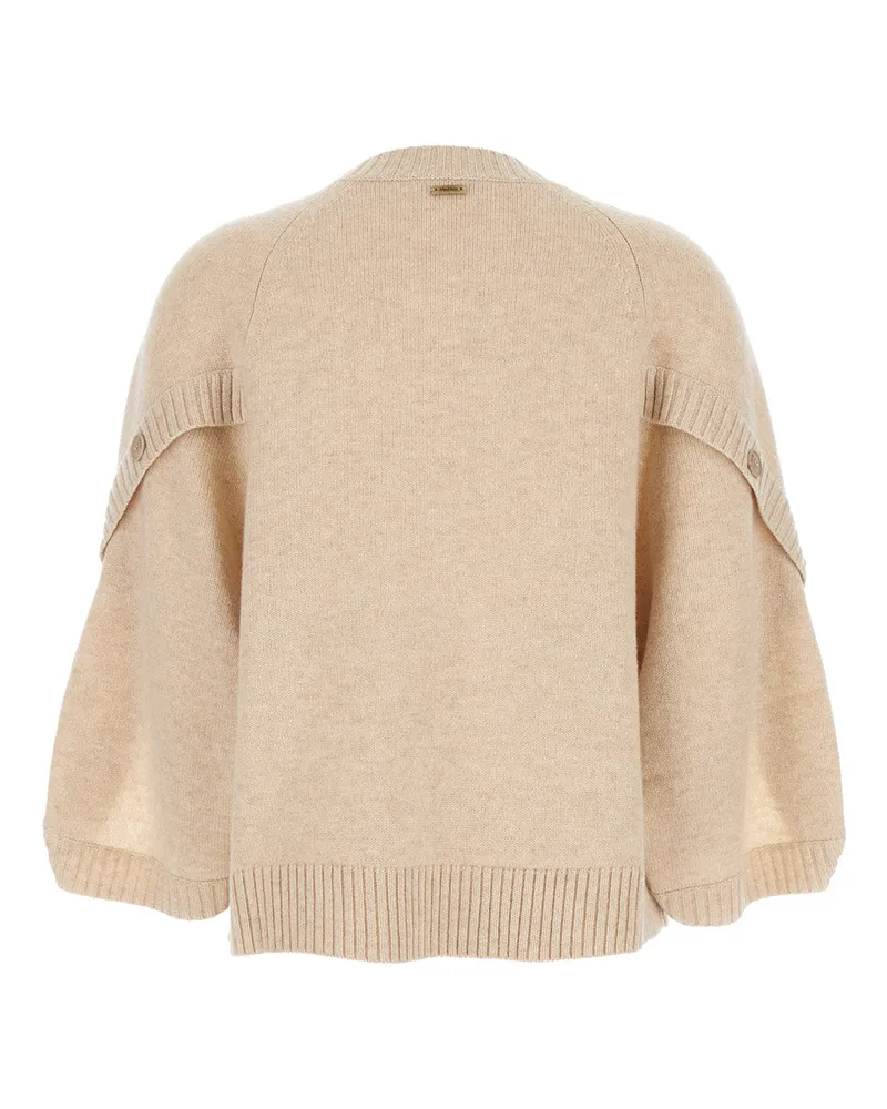 Max Mara Women Beige Crewneck Sweater Wool And Cashmere Tops Top Beige