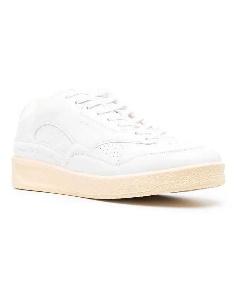 Jil Sander Panelled Leather Sneakers — White White
