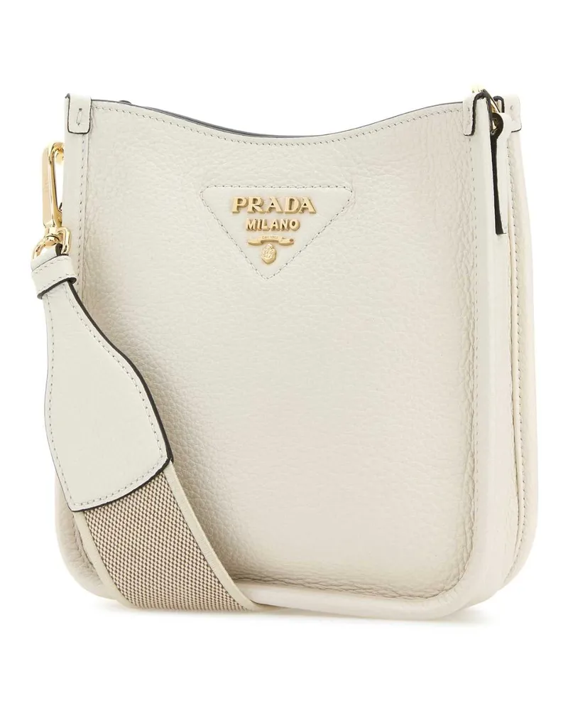 Prada Bandoliera Calfskin Leather Shoulder Bag — White White