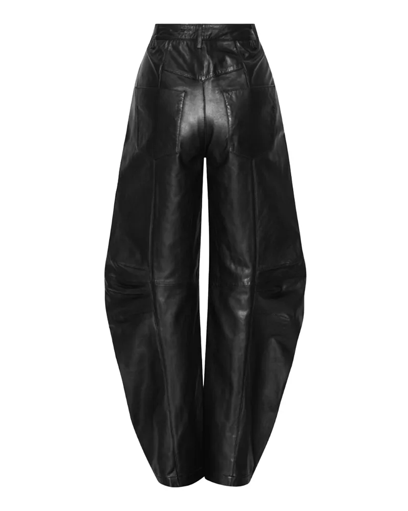 ROTATE Birger Christensen Women's Leather Cargo Trousers Black Black