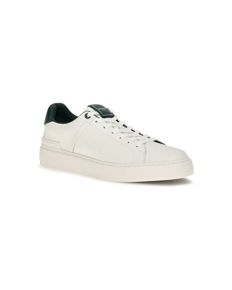 Balmain Men's White Calf Leather Bos Taurus Sneakers White