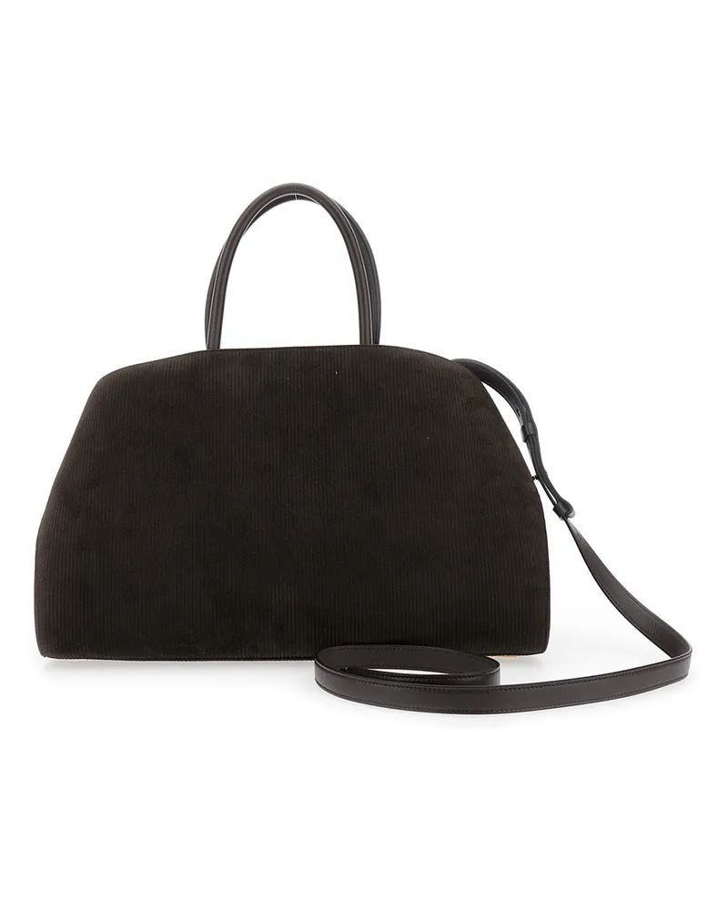 Ferragamo Women's Handbag Hug Bicolor Brown Leather Lamb Handbags Hand Bags Brown