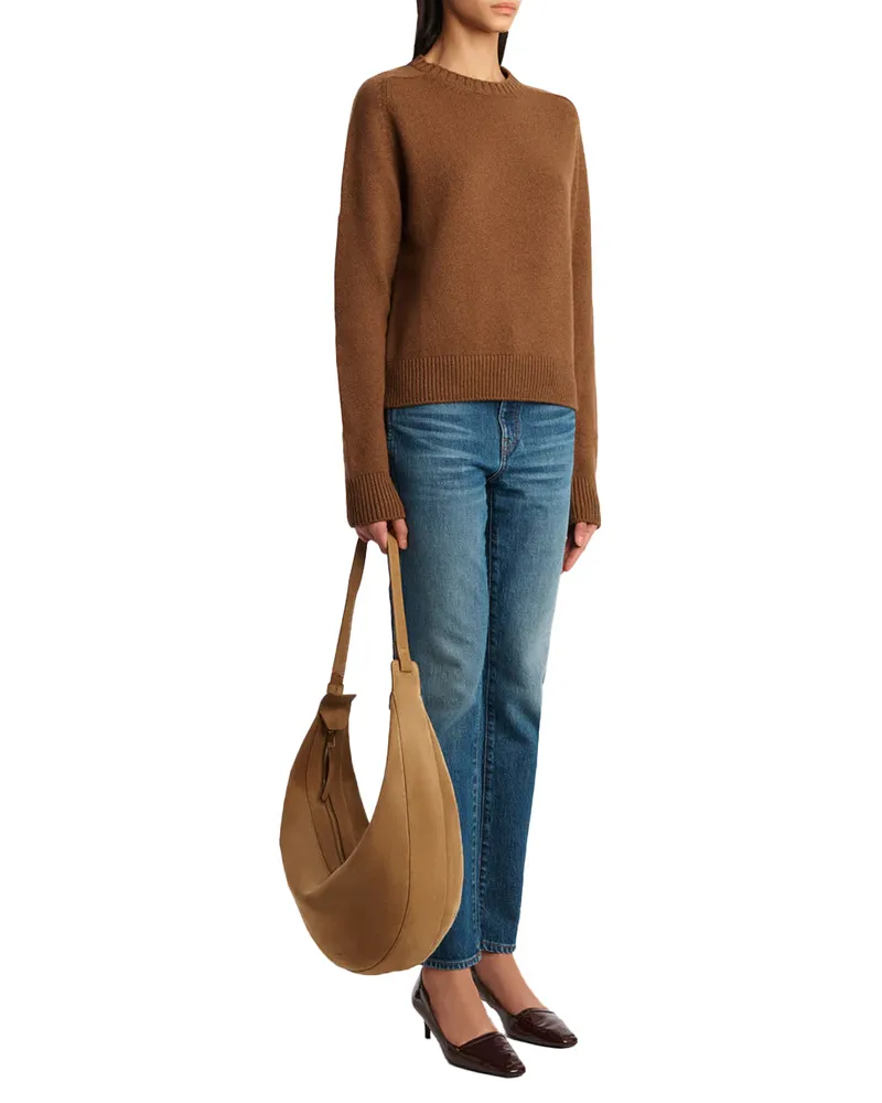 KHAITE Cashmere Crew Neck Sweater — Brown Brown