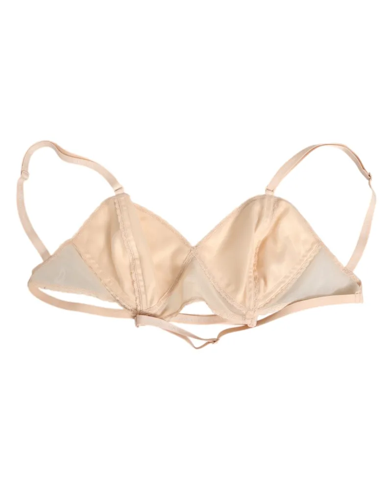 Dolce & Gabbana Women's Beige Nylon Triangle Soft Cup Brassiere Underwear Clothing Beige