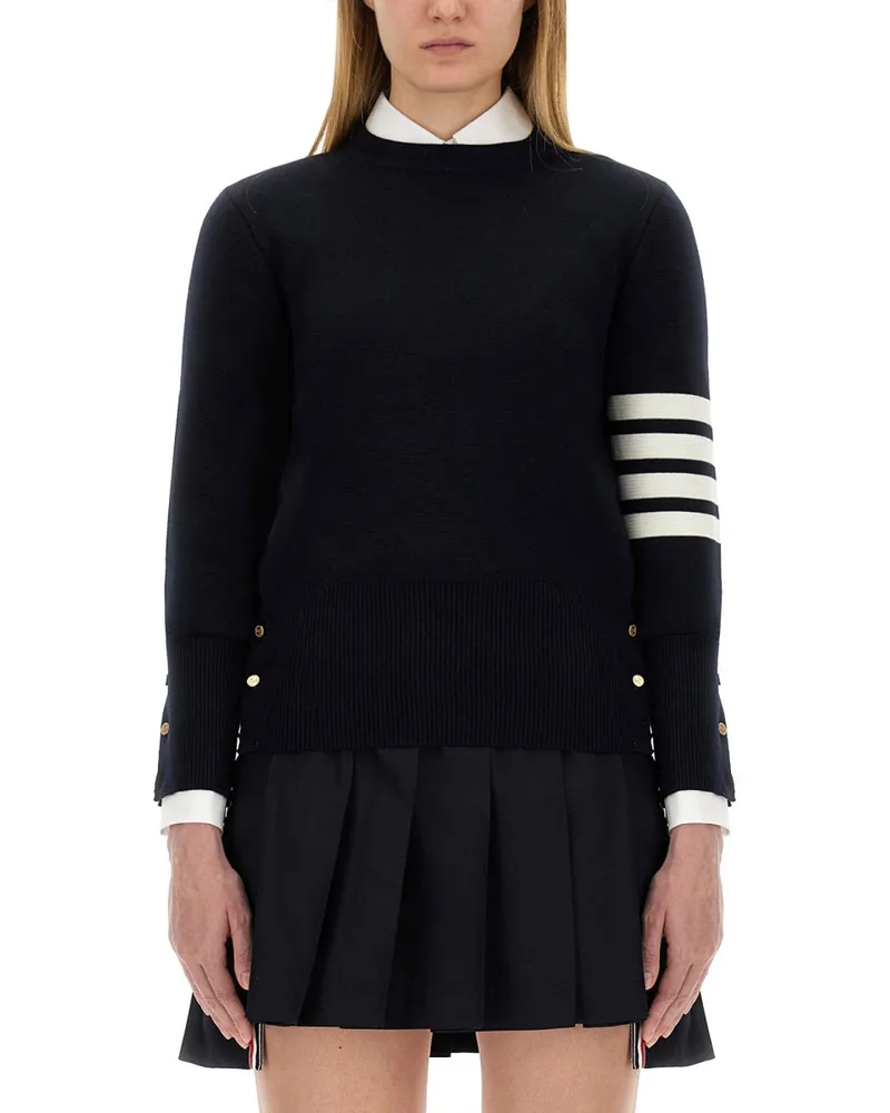 Thom Browne Milano Stitch Sweater — Blue Blue