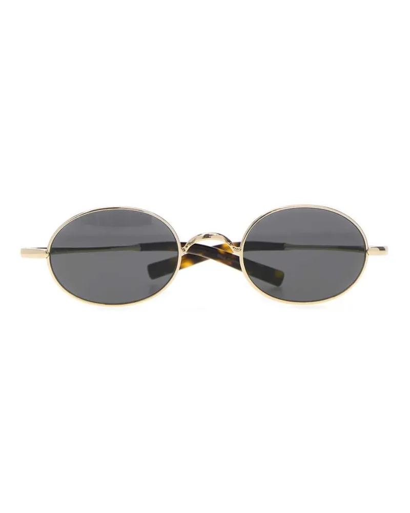 Saint Laurent Oval Metal Frame Sunglasses — Gold Gold