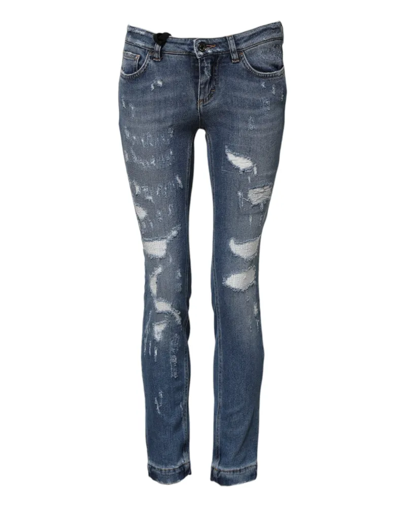 Dolce & Gabbana Women's Blue Pretty Tattered Skinny Denim Jeans Cotton Elastane Clothing Blue
