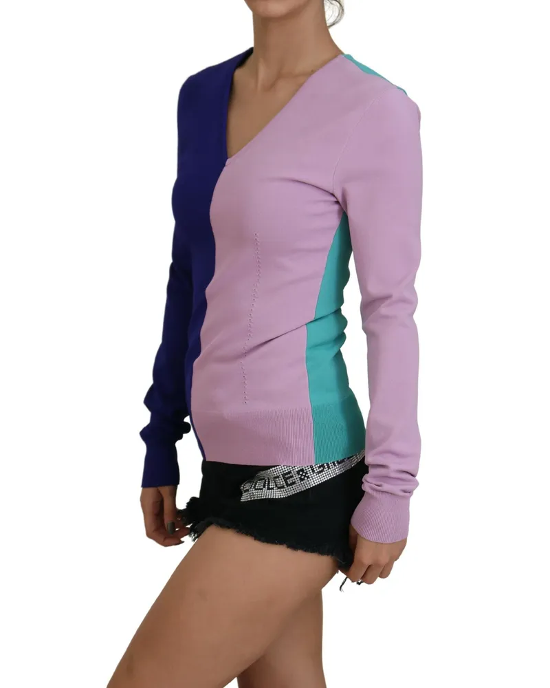 Dolce & Gabbana Women Multicolor V-Neck Viscose Long Sleeves Sweater Clothing Multicolor