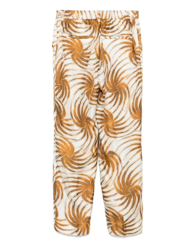 Alberto Biani Abstract-Pattern Silk Trousers — Cream Cream
