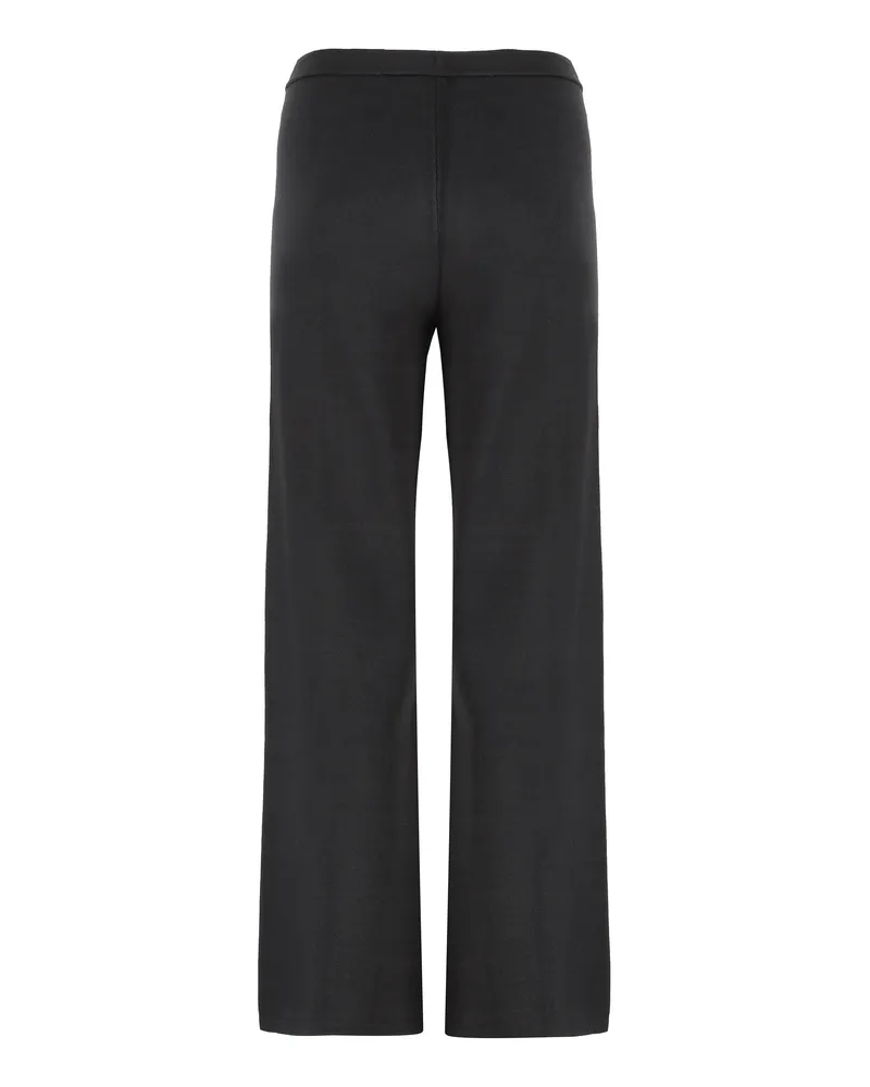 Calvin Klein Women's Knit Trousers Black Viscose Wide-Leg Black