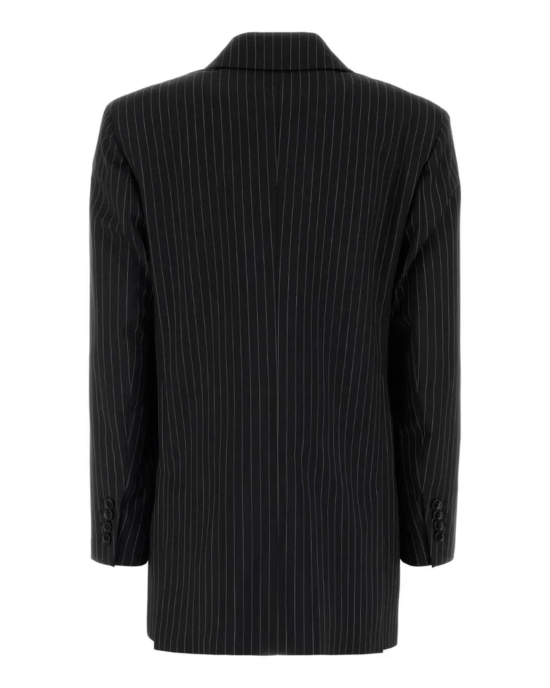 Max Mara Pinstriped Virgin Wool Blazer — Black Black
