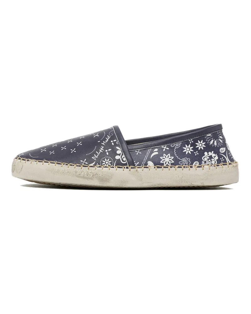 Philippe Model Men's Marseille Low Paisley Espadrilles Sneakers Blue Shoes Navy