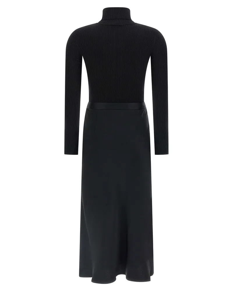 Elisabetta Franchi Ribbed Turtleneck Dress — Black Black