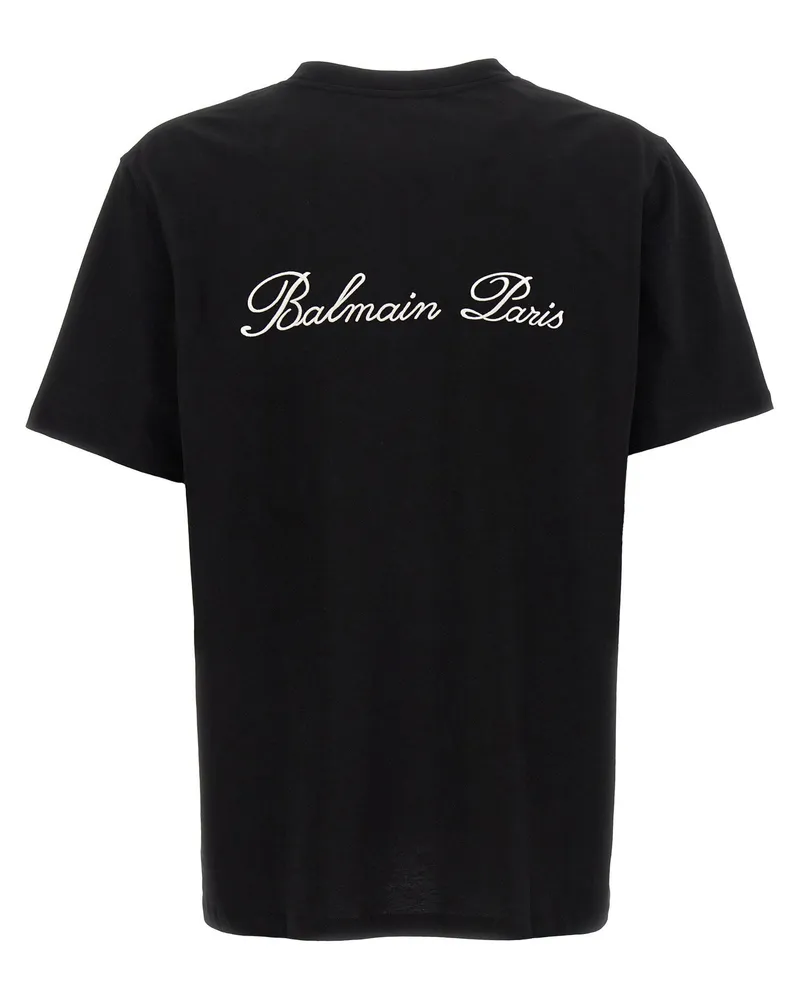 Balmain Logo-Embroidered T-shirt — Black Black