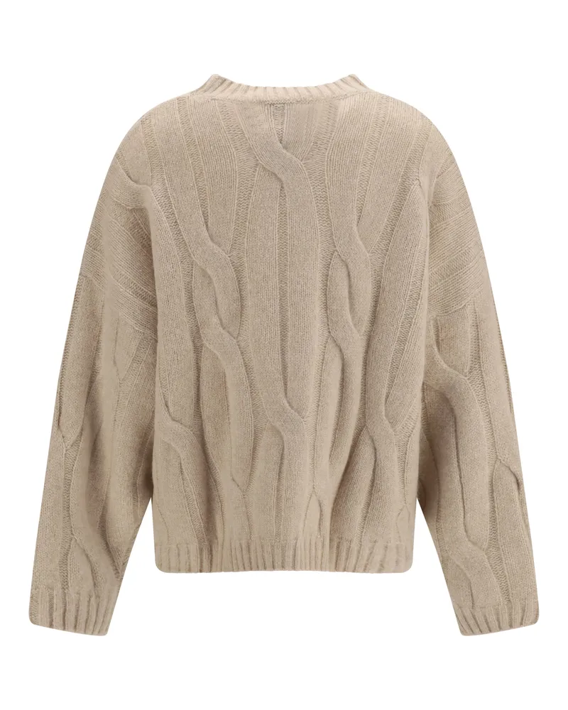 ALLUDE Women's Cashmere And Silk Sweater With Voluminous Sleeves 48 Kashmir-Capra Hircus Kashmir/capra Beige