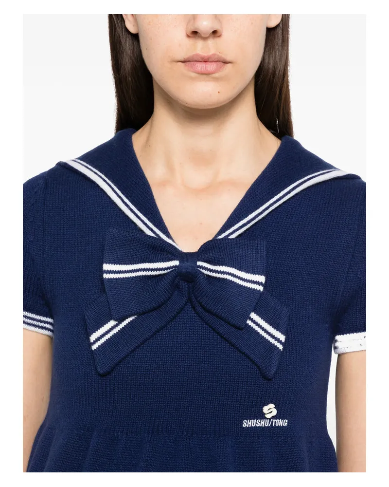 SHUSHU/TONG Puff Sleeve Mini Dress — Navy Navy