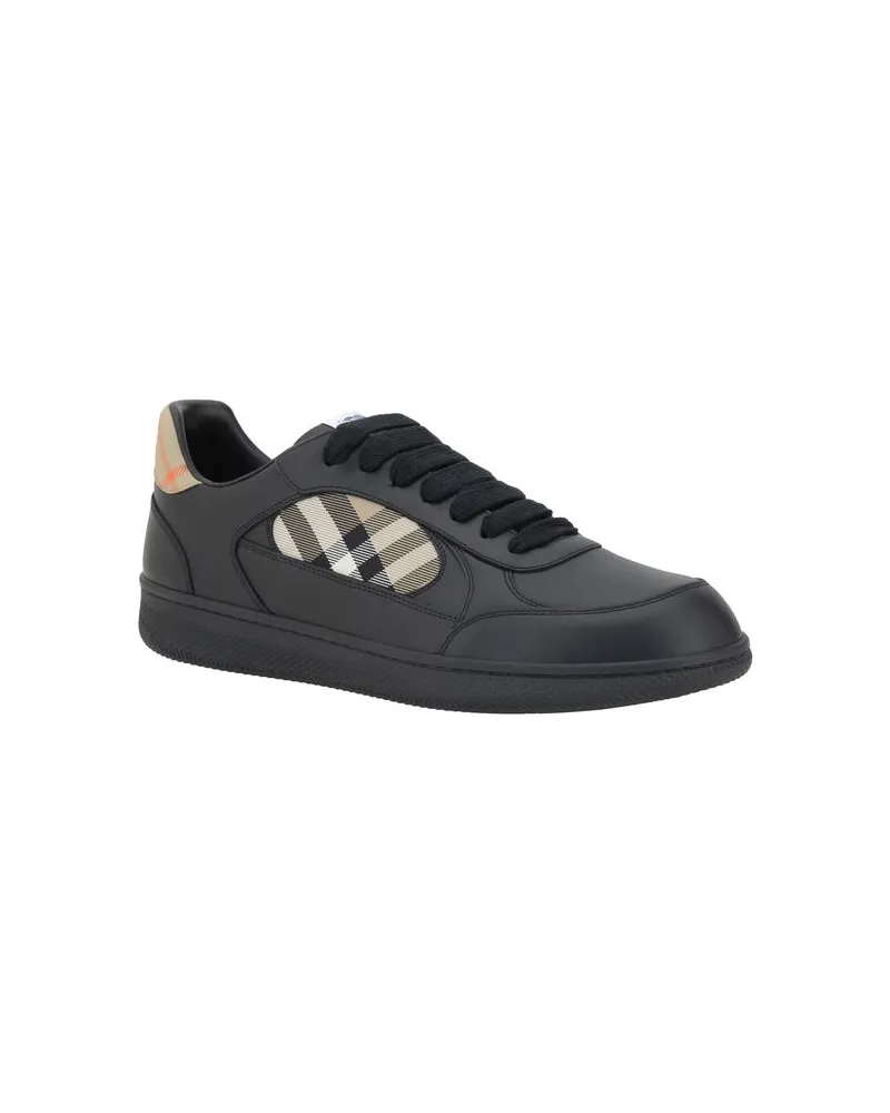 Burberry Men's Black Calf Leather Bos Taurus Low Top Sneakers Black