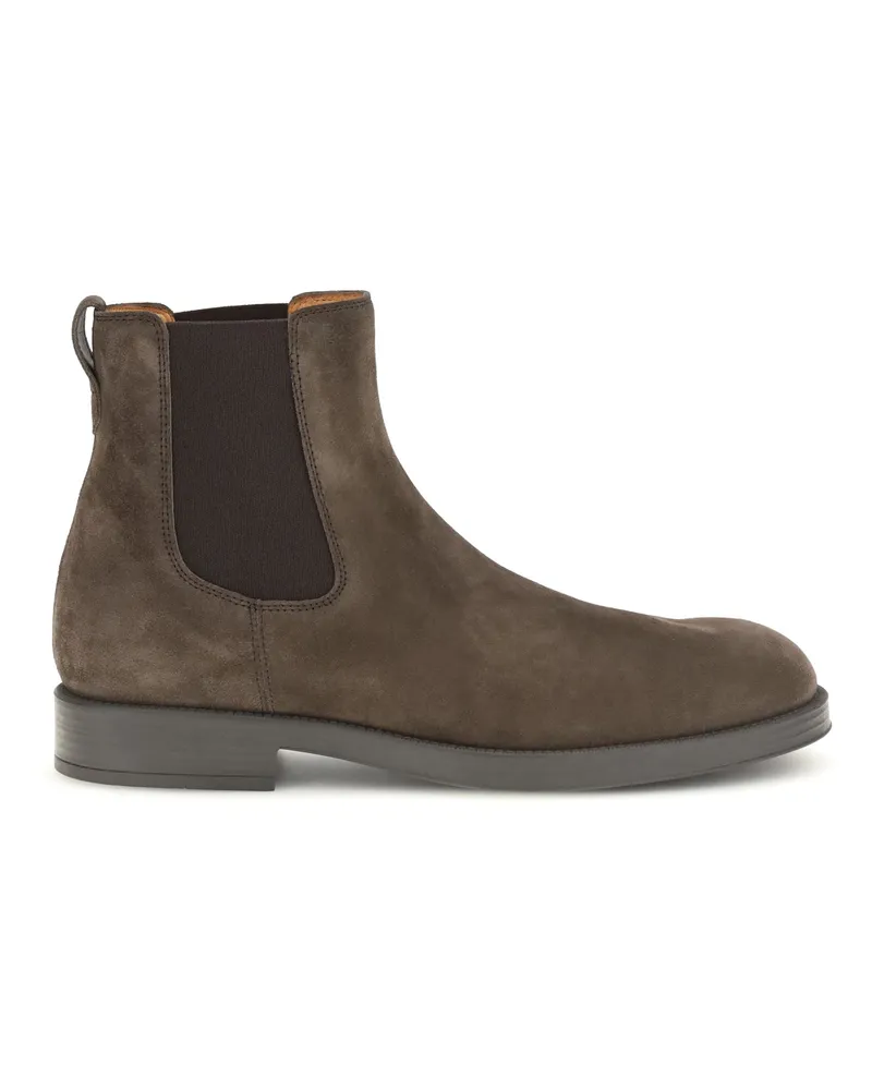 TOD'S Men's Chelsea Boots Suede Dark Brown Calf Leather Brown