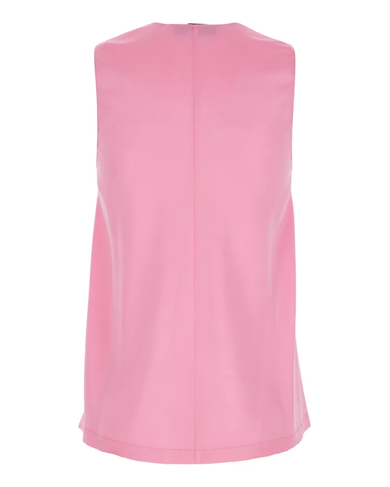 Jucca Women's Sleeveless Silk V-Neck Top Pink Tops Pink
