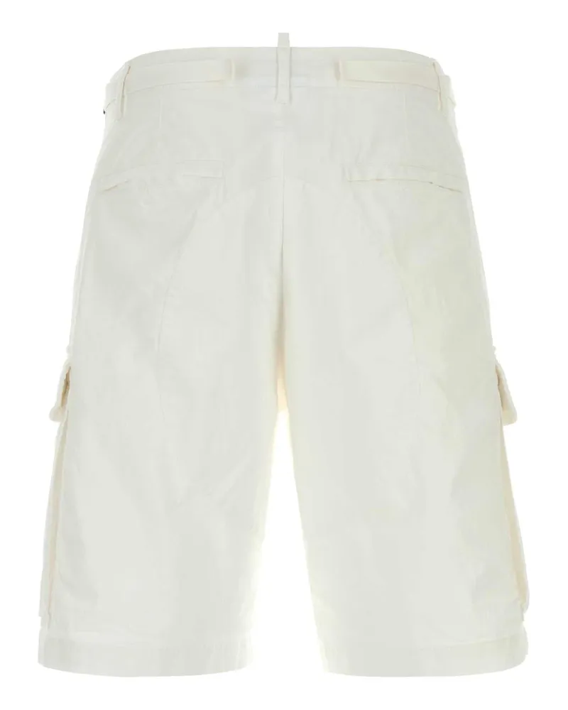 Dsquared2 Men's White Stretch Cotton Utility Bermuda Shorts Exterior: Elastane White