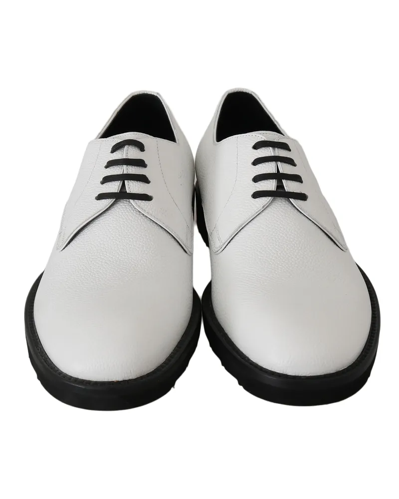 Dolce & Gabbana Men's White Leather Derby Dress Formal Shoes White