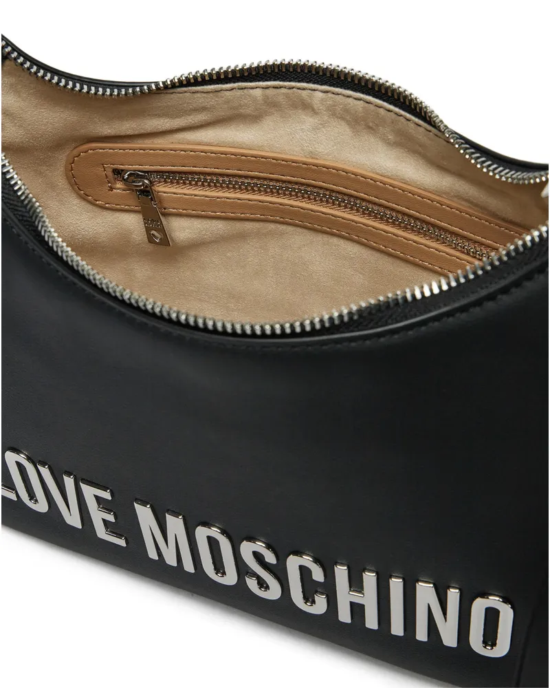 Moschino Women's Logo Plaque Shoulder Bag Black Black