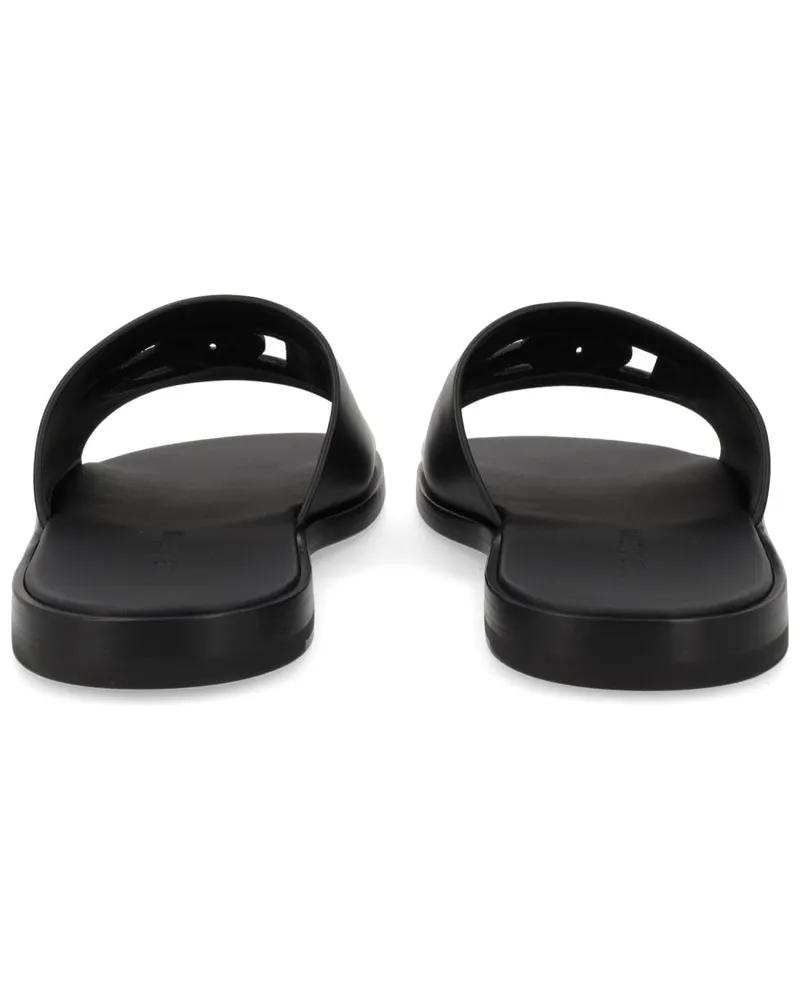 Dolce & Gabbana Leather Logo Slide — Black Black