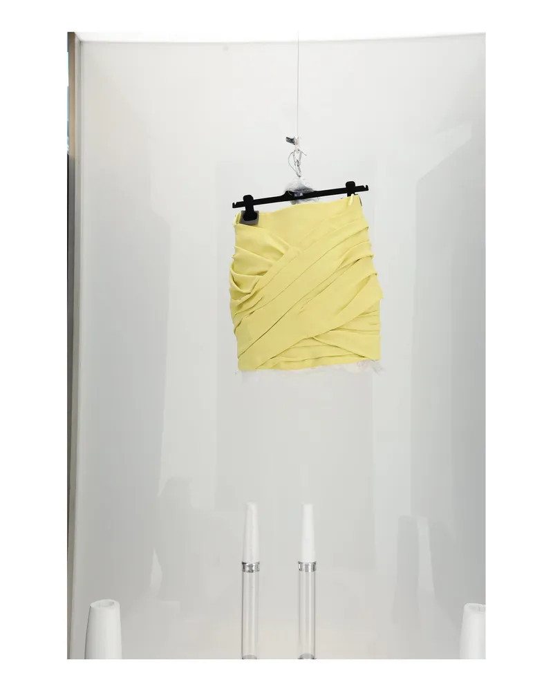 Celine Women's Mini Skirt Draped Viscose Dandelion Yellow Yellow