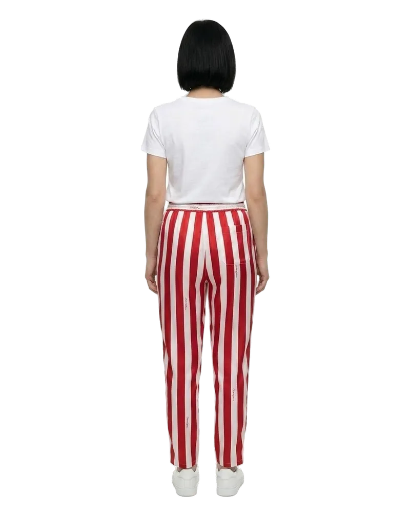 Dolce & Gabbana Striped Silk Trousers — Red Red