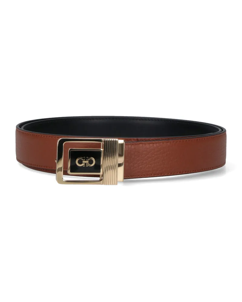 Ferragamo Men's Belts Black Calf Leather Black