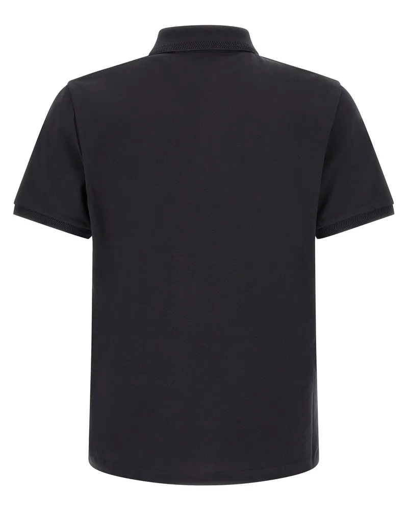Moncler Logo-Patch Cotton Piquet Polo Shirt — Black Black