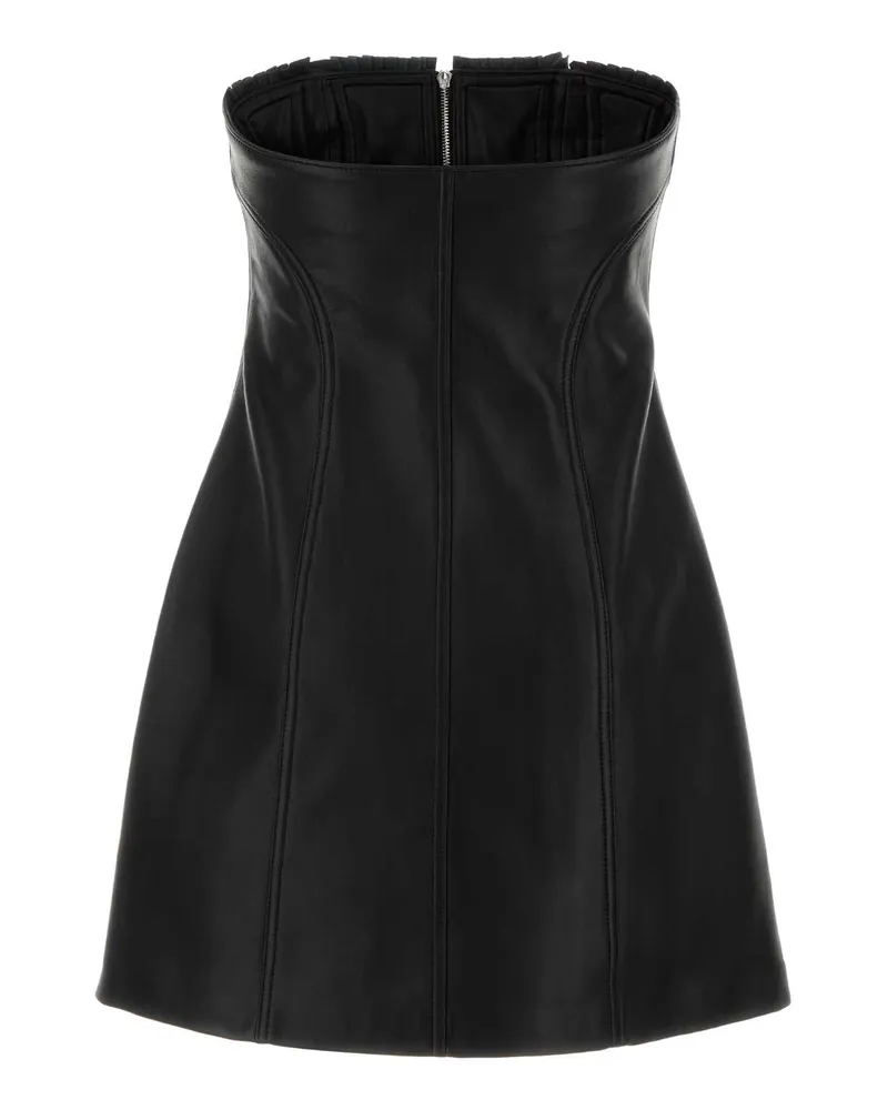 Blumarine Ruffled Lamb Leather Dress — Black Black