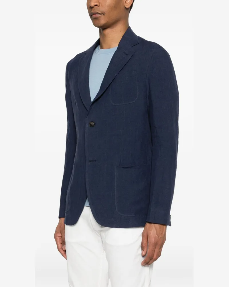 Emporio Armani Structured Linen Blazer — Navy Navy