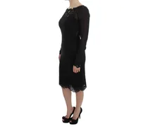 Silk Lace Bodycon Dress — Black