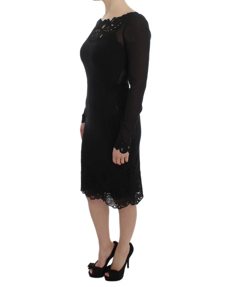 Dolce & Gabbana Women's Black Silk Stretch Sheath Dress Elastane Black