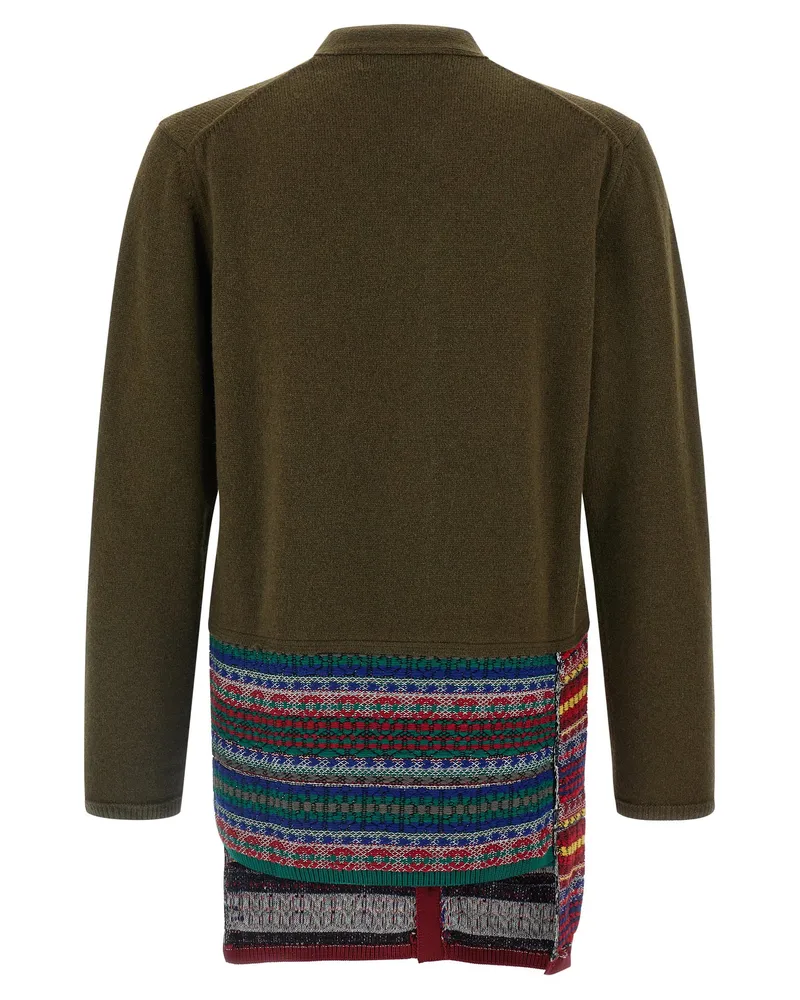 Comme des Garçons Jacquard Insert Cardigan — olive Olive