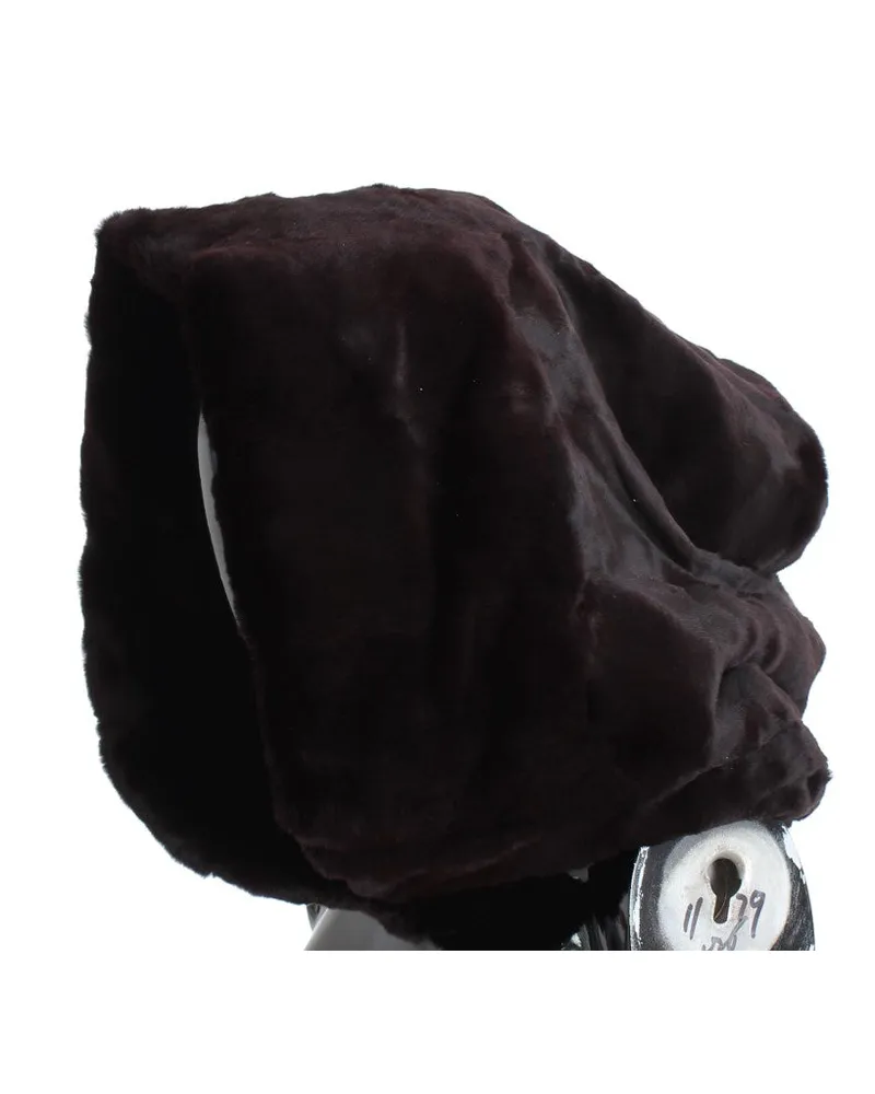 Dolce & Gabbana Women's Purple Weasel Fur Crochet Hood Scarf Hat Gray Purple