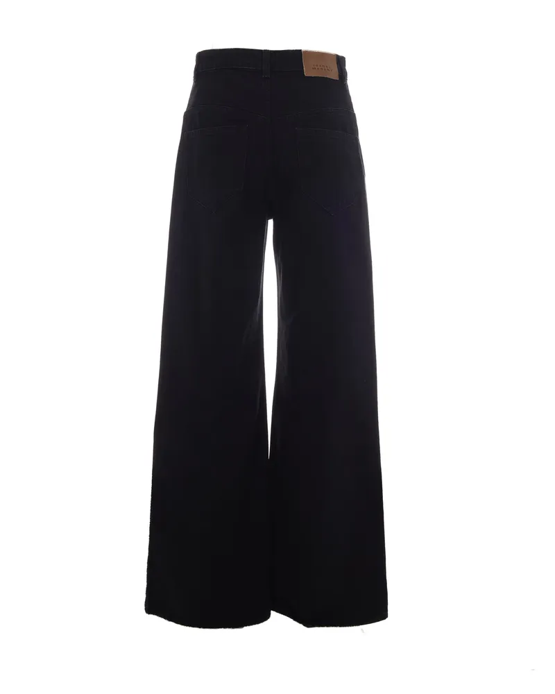 Isabel Marant Women's Jeans Lemony Faded Black Cotton Trousers Black