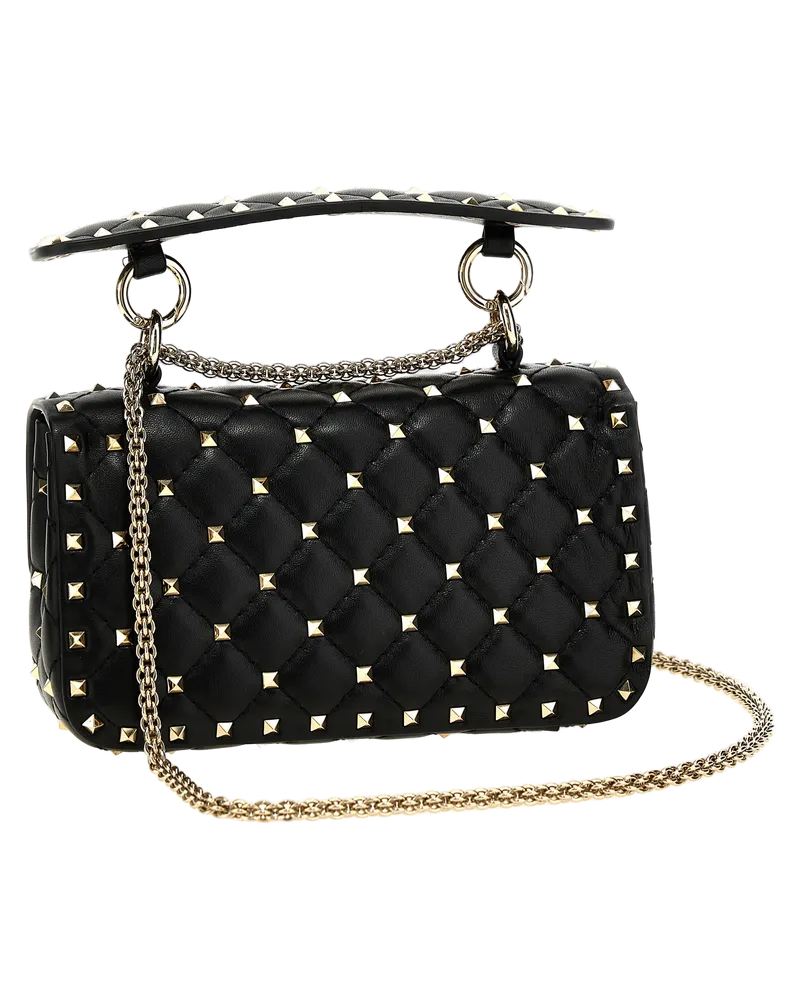 Valentino Garavani Lambskin Leather Shoulder Bag — Black Black