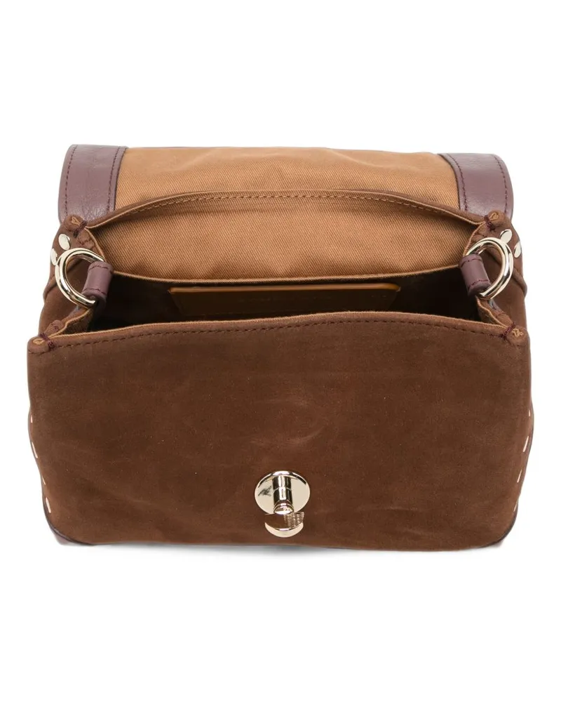Zanellato Postina Zashmere Suede Top Handle Bag — Brown Brown