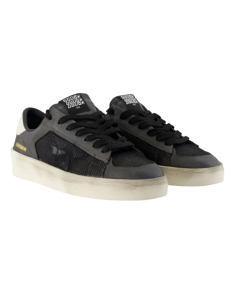 Golden Goose Men's Stardan Sneakers -  Leather Dark Grey Calfskin Shoes Grey