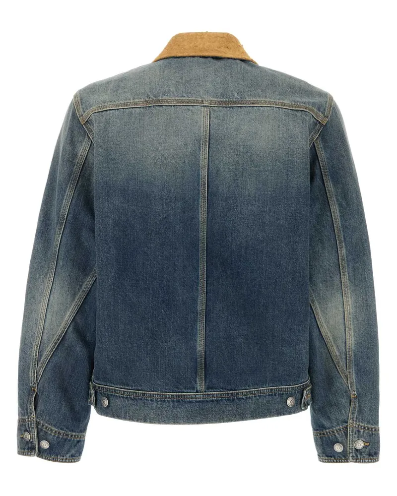 Alexander McQueen Men's Denim Jacket Bluewashedsand Exterior: Cotton Giubbini Blue