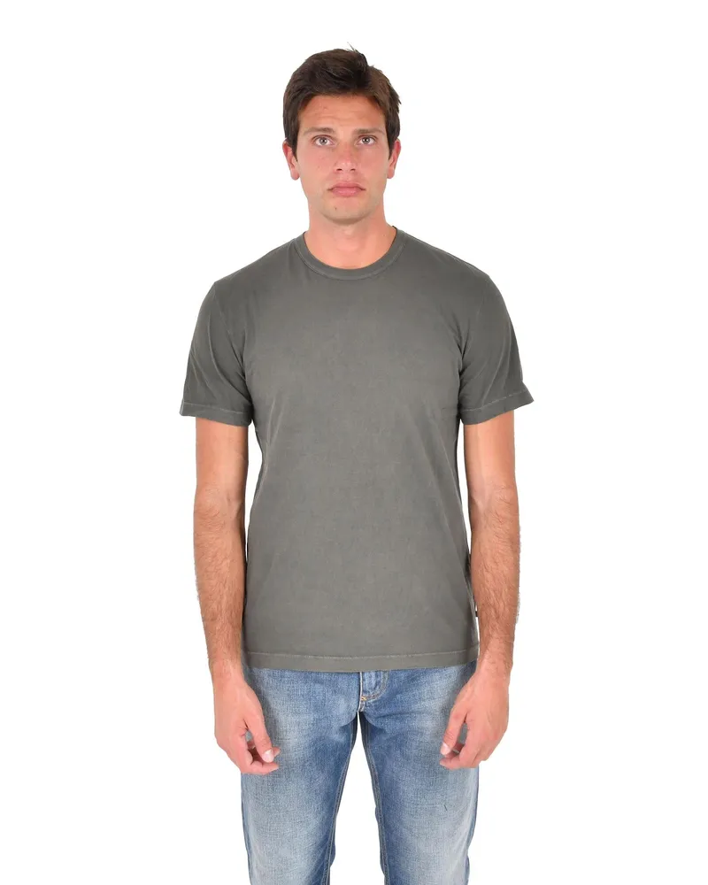 Low Brand Men's Ribbed Crewneck T-Shirt Green Wool T-Shirts And Polos Green