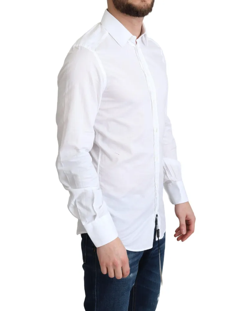 Dolce & Gabbana Men's White Cotton Long Sleeves Formal Shirt White