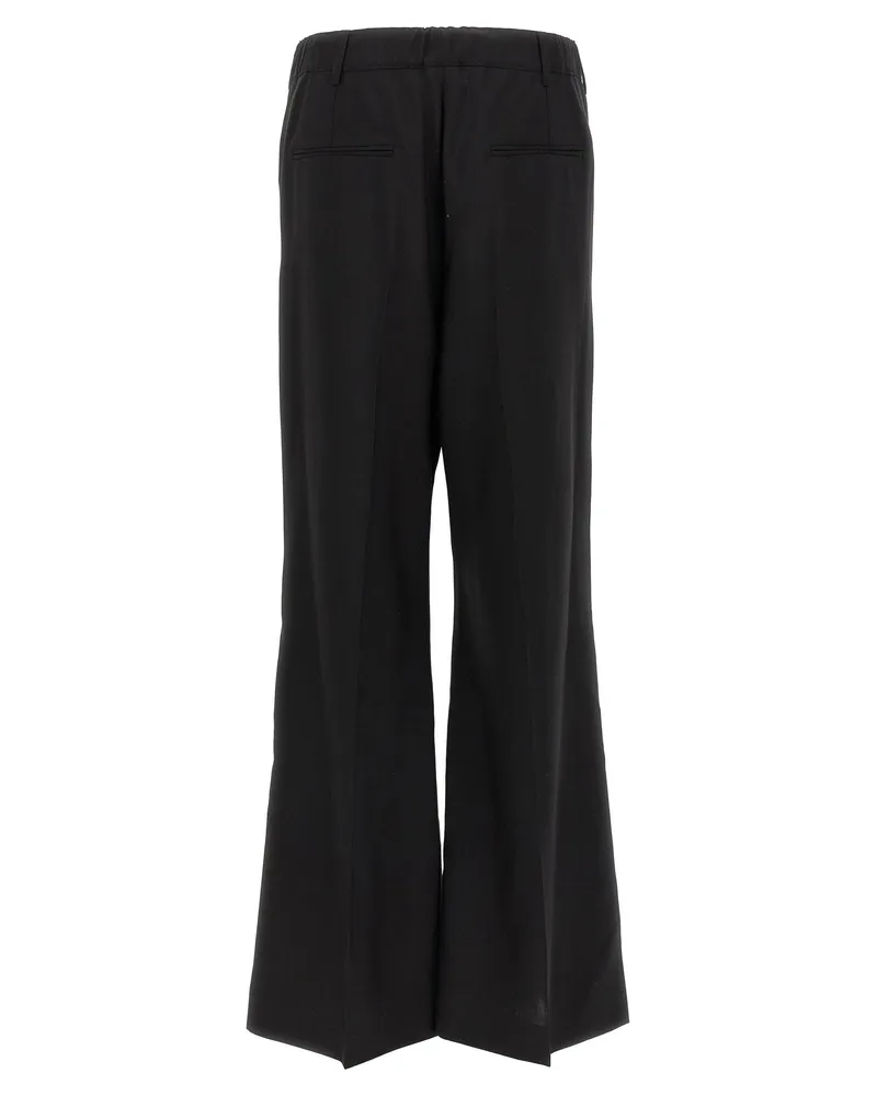 Marni Wide-Leg Tropical Wool Trousers — Black Black
