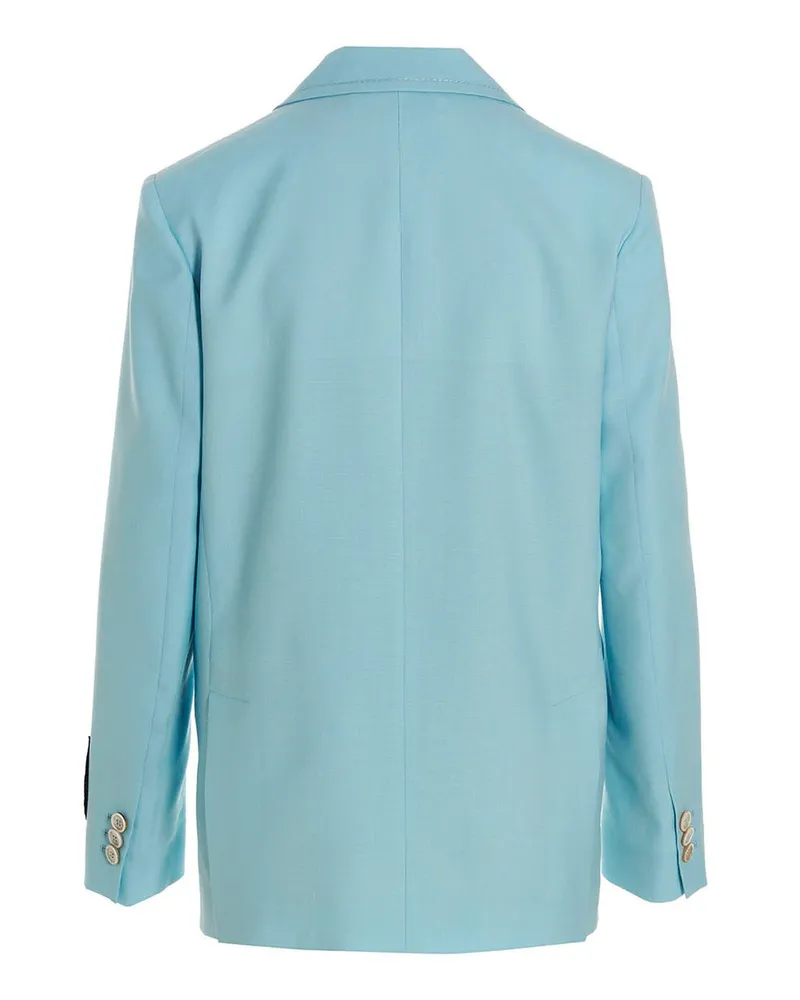 Marni Single-Breasted Wool Blazer — Light Blue Light