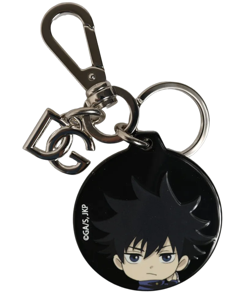 Dolce & Gabbana Women's Black Fushiguro Megumi Charm Metal Keychain Keyring Polyester Zamak Steel Brass Accessory Black