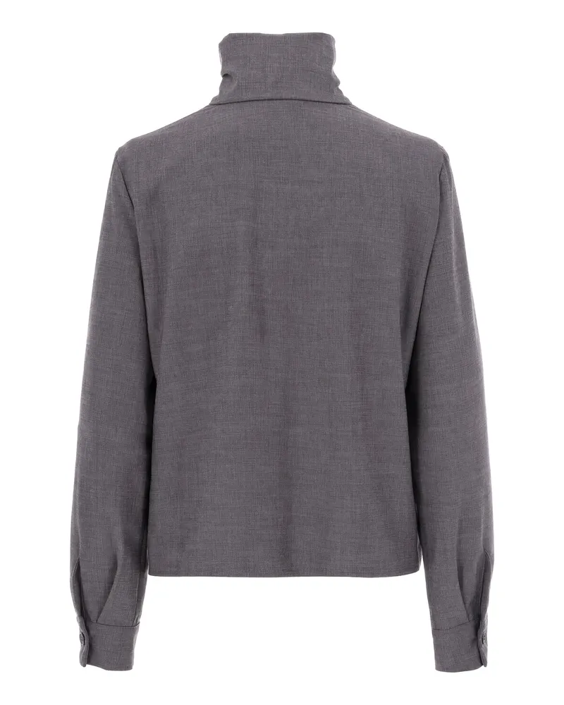 Patrizia Pepe Lyocell Balloon Sleeve Blouse — Grey Grey